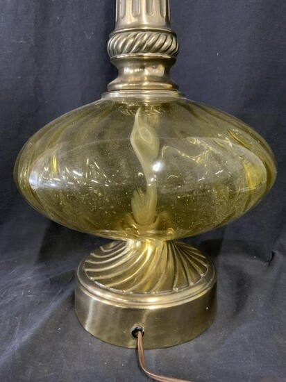 Brass & Glass Tabletop Lamp