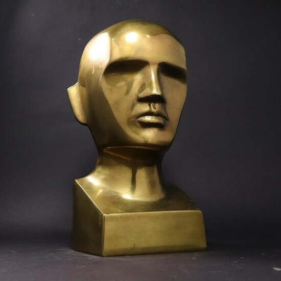 Bronze Cubistic Sculpture Head of a Modern Man