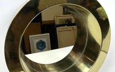 C. JERE Style Wall Mirror. Port Hole Mirror. Brass Deep