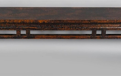CHINOISERIE STYLE BLACK STAINED BENCH