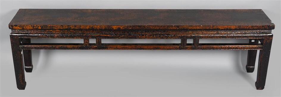 CHINOISERIE STYLE BLACK STAINED BENCH