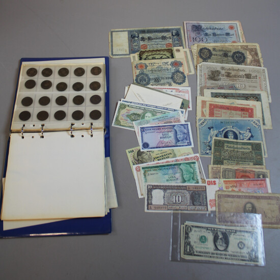 COINS, COLLECTION OF BANKNOTES, ONE PARTY, 1900s. Sweden, Germany, India, Argentina, Brazil, etc.
