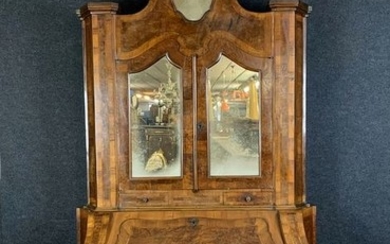 Cabinet Lombard curved in walnut marquetry - Louis XV Style - Wood - Late 19th century