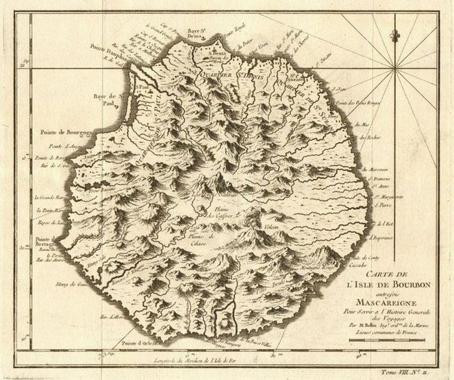 Carte de l'Isle de Bourbon, autrefois Mascareigne'.