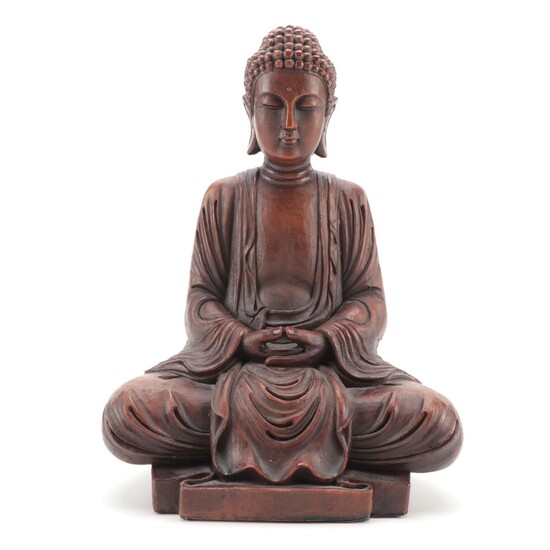 Carved Wood Meditation Form Sitting Buddha