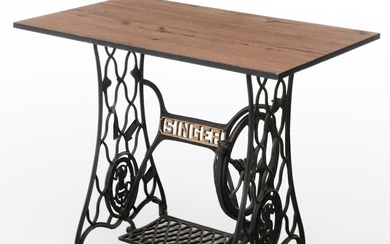 Cast Iron Singer Treadle Table with Wooden Top