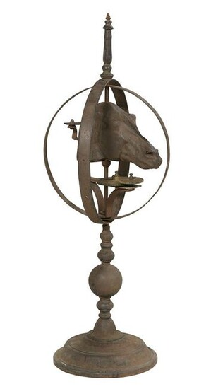 Cast Iron and Bronze Horse-Head Armillary Sphere