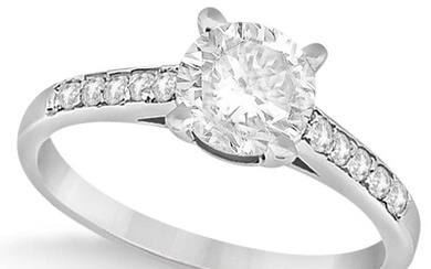 Cathedral Style Round Diamond Engagement Ring 14k White Gold 3.00ctw