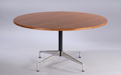 Charles Eames. Round dining table / 'Segmented Table' in HPL 'High Pressure Laminate' walnut. Ø 140 cm