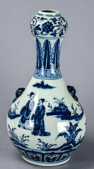 Chinese Blue & White Porcelain Bottle Vase