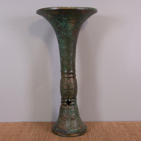 Chinese Bronze Gu Vase