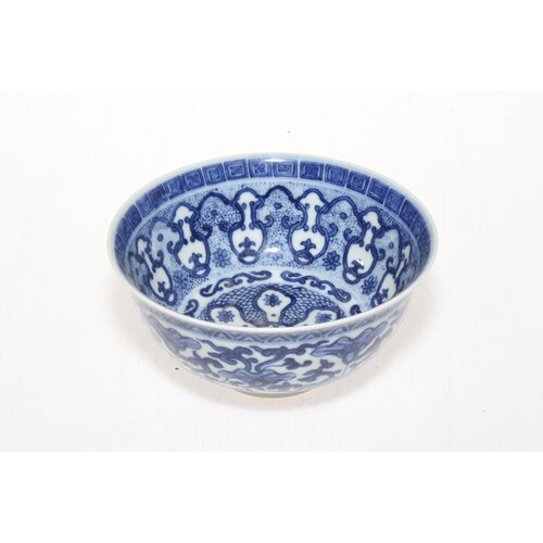 Chinese blue and white bowl, with overall profuse decoration...