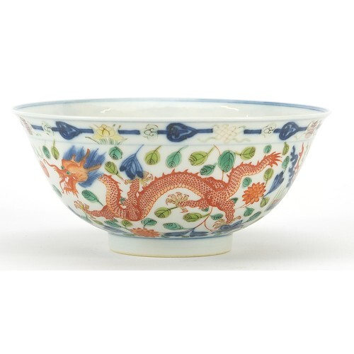 Chinese doucai porcelain bowl finely hand painted with phoen...