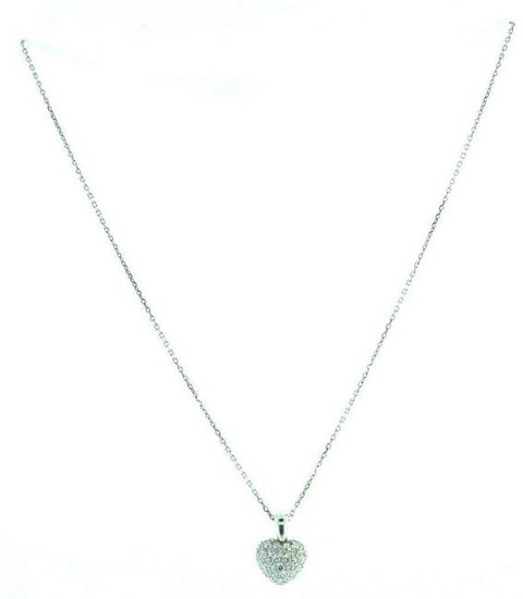 Chopard 18k White Gold Diamond Heart Pendant Chain