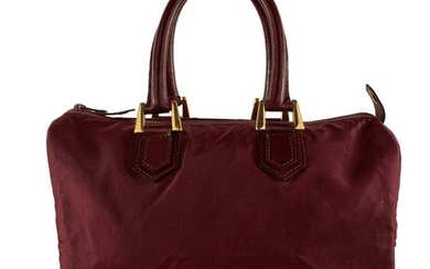 Christian Dior - Bagages Vintage Burgundy Logo Canvas Boston Handbag
