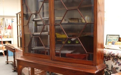 Circa late 1800s Fine Quality Mahogany Inlaid Display Cabinet on Stand