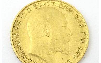 Coin : An Edward VII 1907 gold half sovereign (3.9g)