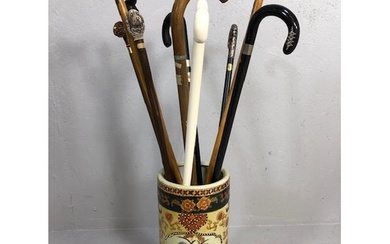 Collection of vintage walking sticks , animal head tops, hor...