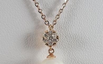 Comete - 18 kt. Pink gold, White gold - Necklace with pendant - 0.15 ct Diamond
