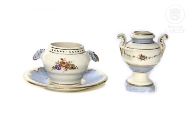 Cup, sugar bowl and plate by Antonio Peyró (1882-1954).
