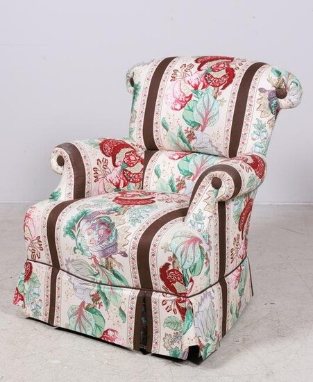 Custom upholstered lounge chair
