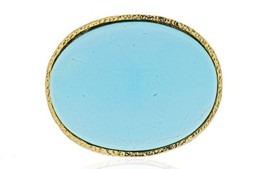 David Webb Platinum & 18K Yellow Gold Light Blue Turquoise Vintage Ring
