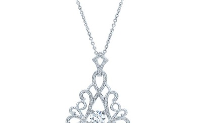 Diamond Chandelier Pendant With 0.50ct Round Center In 14k White Gold