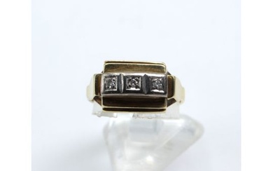 Diamond Ring 14K Vintage, Yellow Gold + White Gold