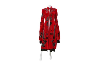 Dilara Findikoglu Red Velvet Embroidered Kimono - Size S