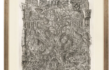 Dmitri Plavinsky (1937-2012), Cathedral with a Bat; Bosporus Tortoise; Old Woman; Salamanders; Spider's web and One etching