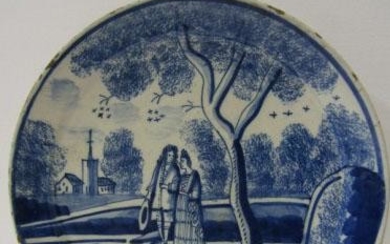 EARLY DELFT, early 18th Century possibly English Delft "Pancake"...