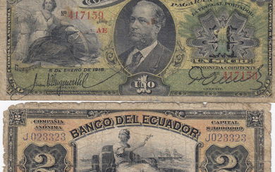 Ecuador 1 Sucre 1916 & 2 Sucres 1911 (2)