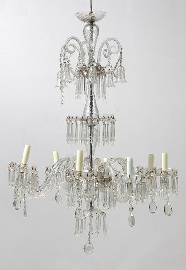 Eight-armed glass ceiling lamp, 20th century