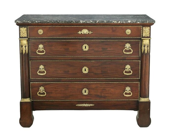 Empire-Style Mahogany and Marble-Top Commode