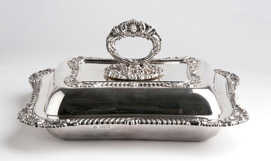 English sterling silver entrée dish with cover - London...