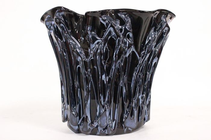 Enrico Cammozzo - Iridescent black vase with applications (7 Kg) - Glass