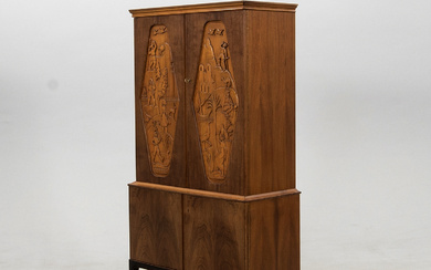 Eugen Höglund cabinet, E. Höglund's carving workshop Vetlanda 1950s/60s