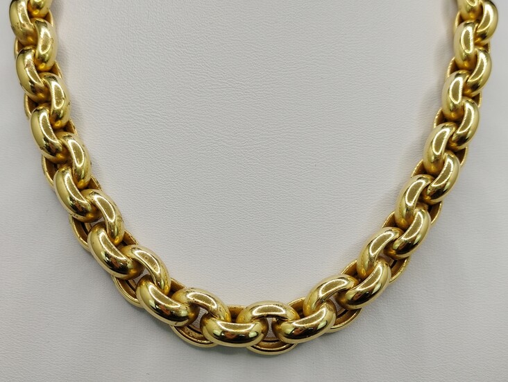 Exclusive anchor chain with ring clasp, 750/18K yellow gold (hollow worked), goldsmith design "BB"