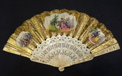 Fan - Bone, Gold, Silver - Mid 19th century