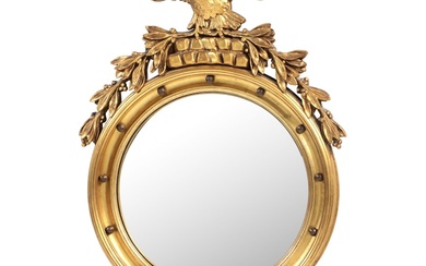 Federal Style Giltwood and Composition Convex Mirror, Early 20th Century