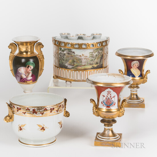 Five Old Paris and English Porcelain Items