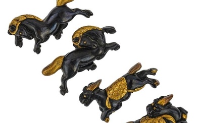 Four Silver & Gold Chinese Animal Pins