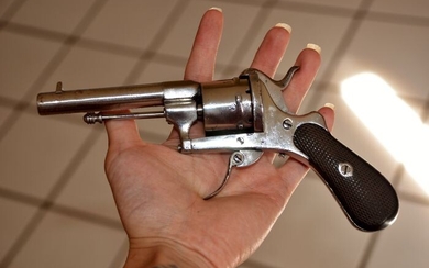 France - 1850 - Revolver Lefaucheux poinçon EL 69 - 9 mm - Nickelage d'origine - n° de série - Parfait état, rare et unique ! - Revolver