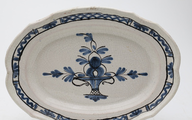 French earthenware tray from Forges-les-Eaux, 19th Century.