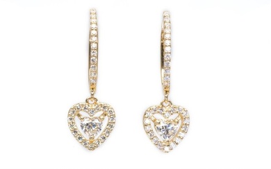 GIA Lab Report 1.39 ct total natural diamonds - 18 kt. Yellow gold - Earrings - 0.81 ct Diamond - Diamonds