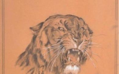 GODCHAUX Roger (1878-1958), - Roaring Tiger - Black...
