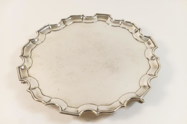 George V silver salver, Sheffield 1916, shaped circular form...