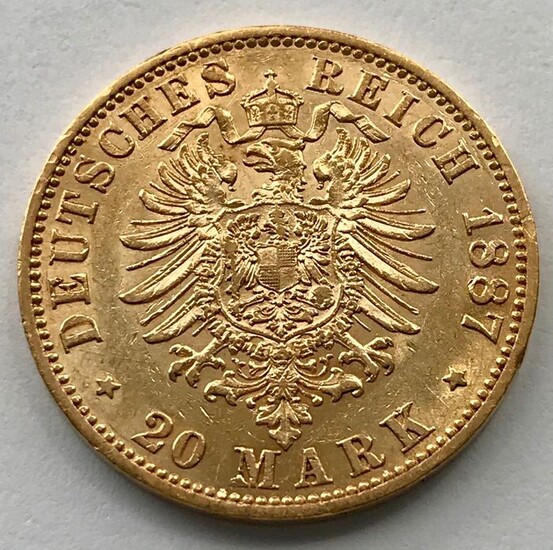 Germany - Prussia - 20 Mark 1887 A - Wilhelm I. - Gold