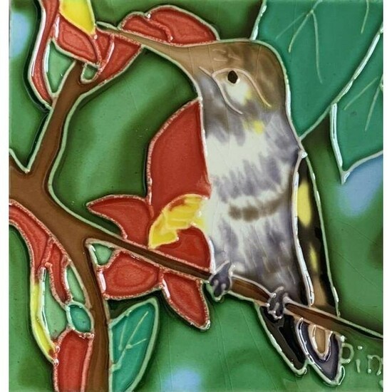 Handpainted Hummingbird Ceramic Art Tile