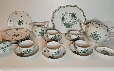 Herend - Tea service (22) - Apponyi Groen (Chinese Bouquet) - Porcelain